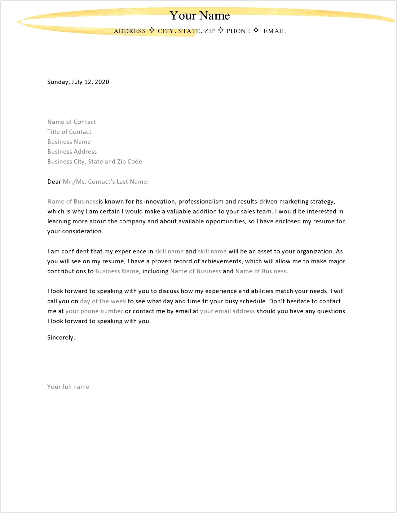 Letter Of Intent For Employment Templates Free