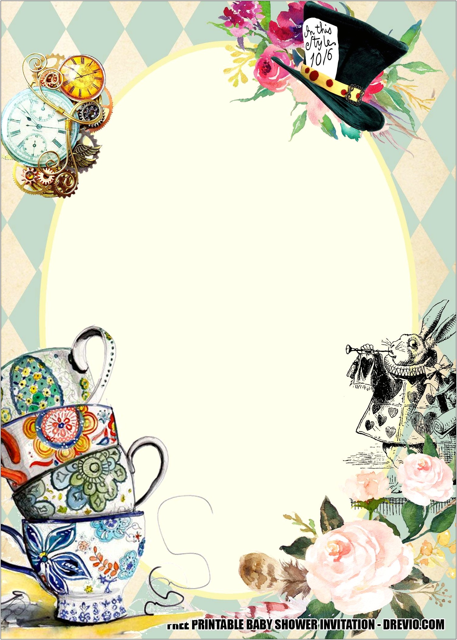 Mad Hatters Tea Party Invite Free Template