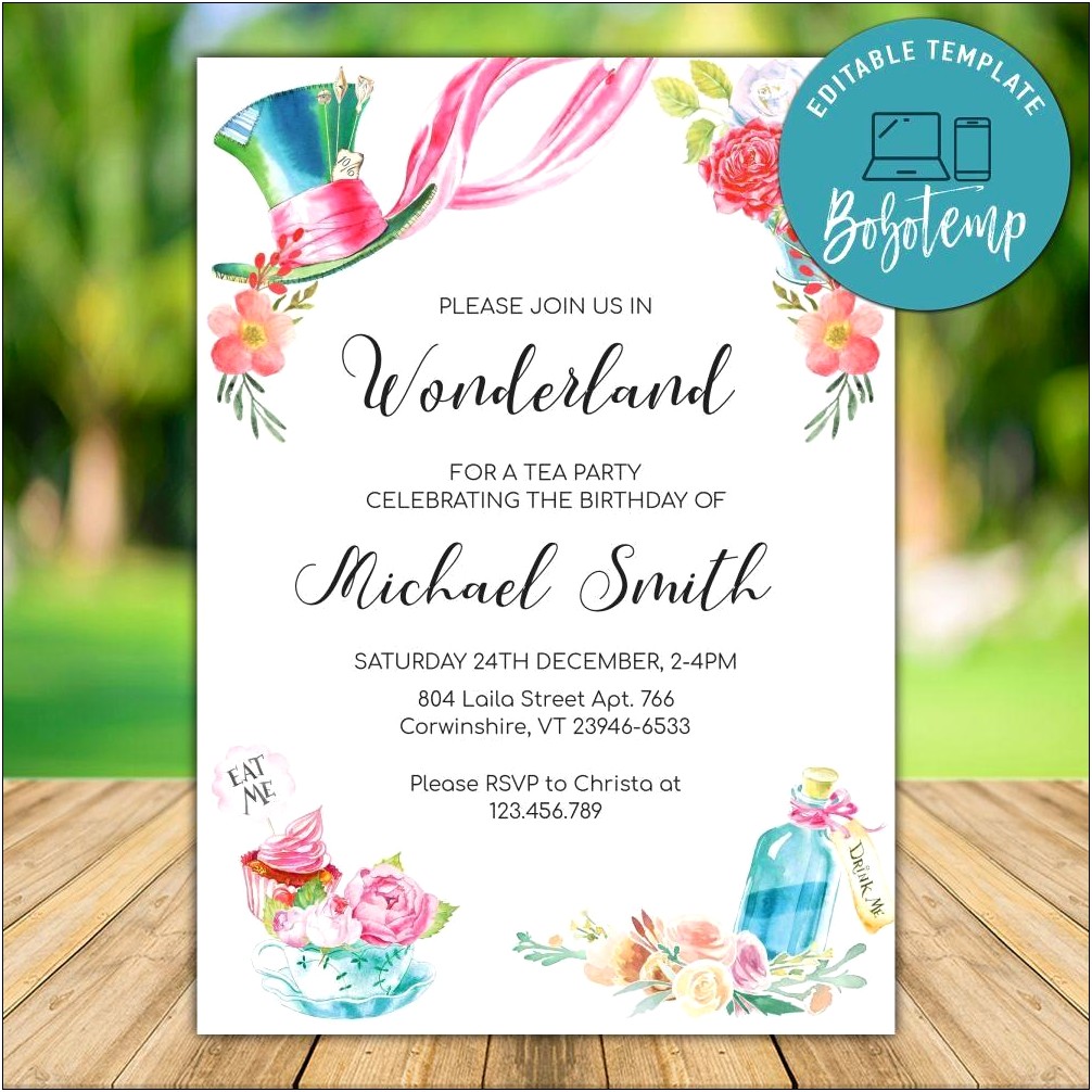 Mad Hatters Tea Party Invite Template Free