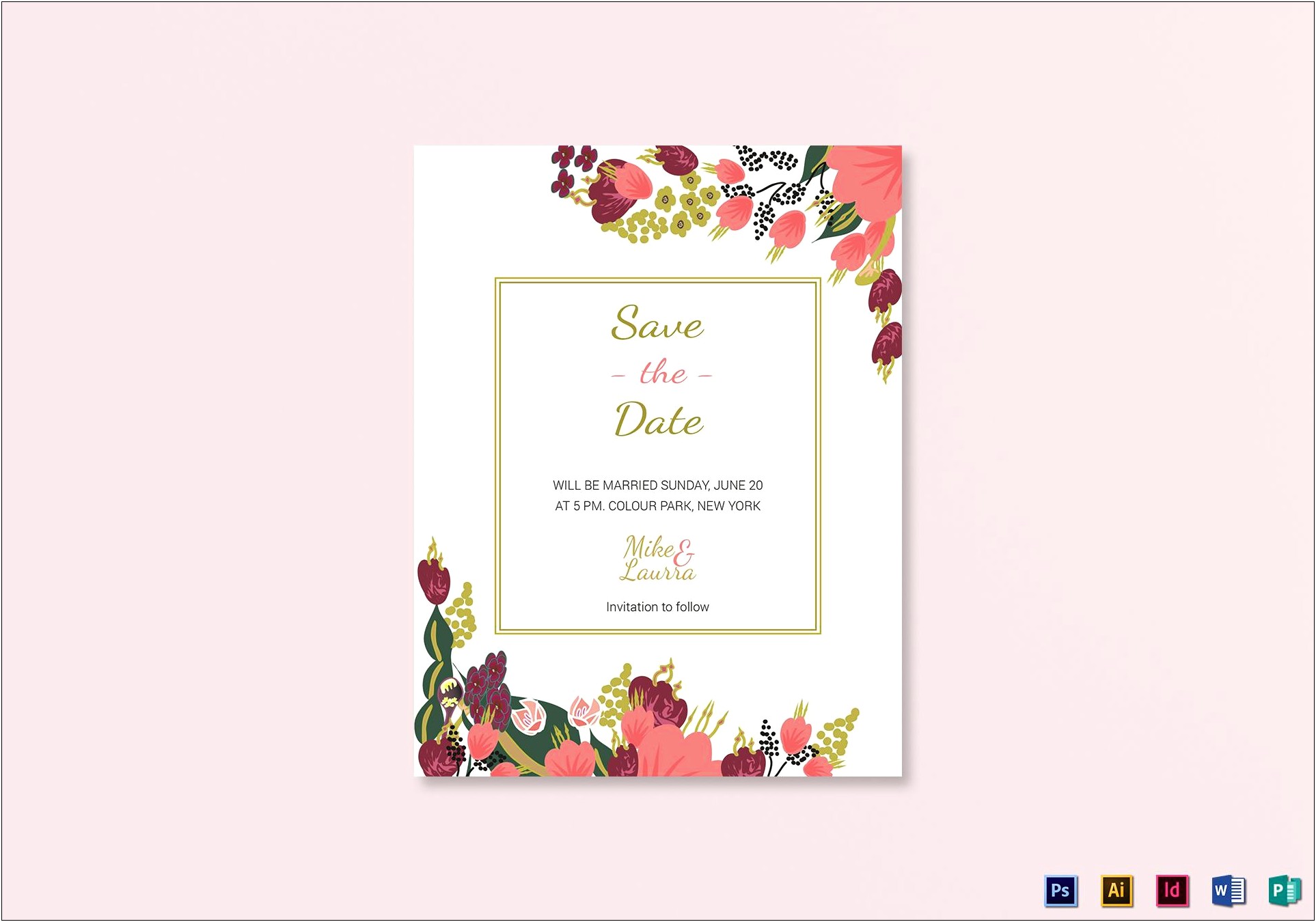 Maroon Flowers Save The Dates Free Templates