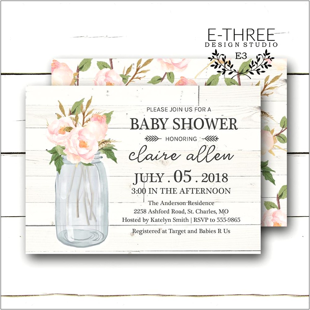 Mason Jar Baby Q Invitations Templates Free