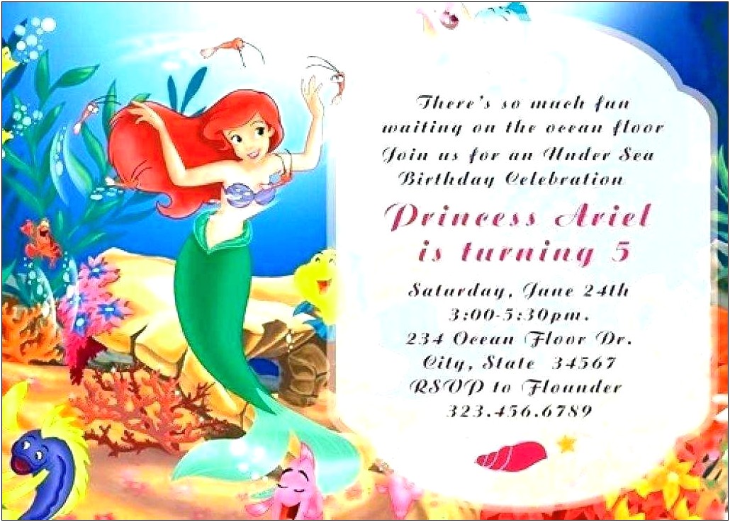 Mermaid Party Invitations Microsoft Word Template Free