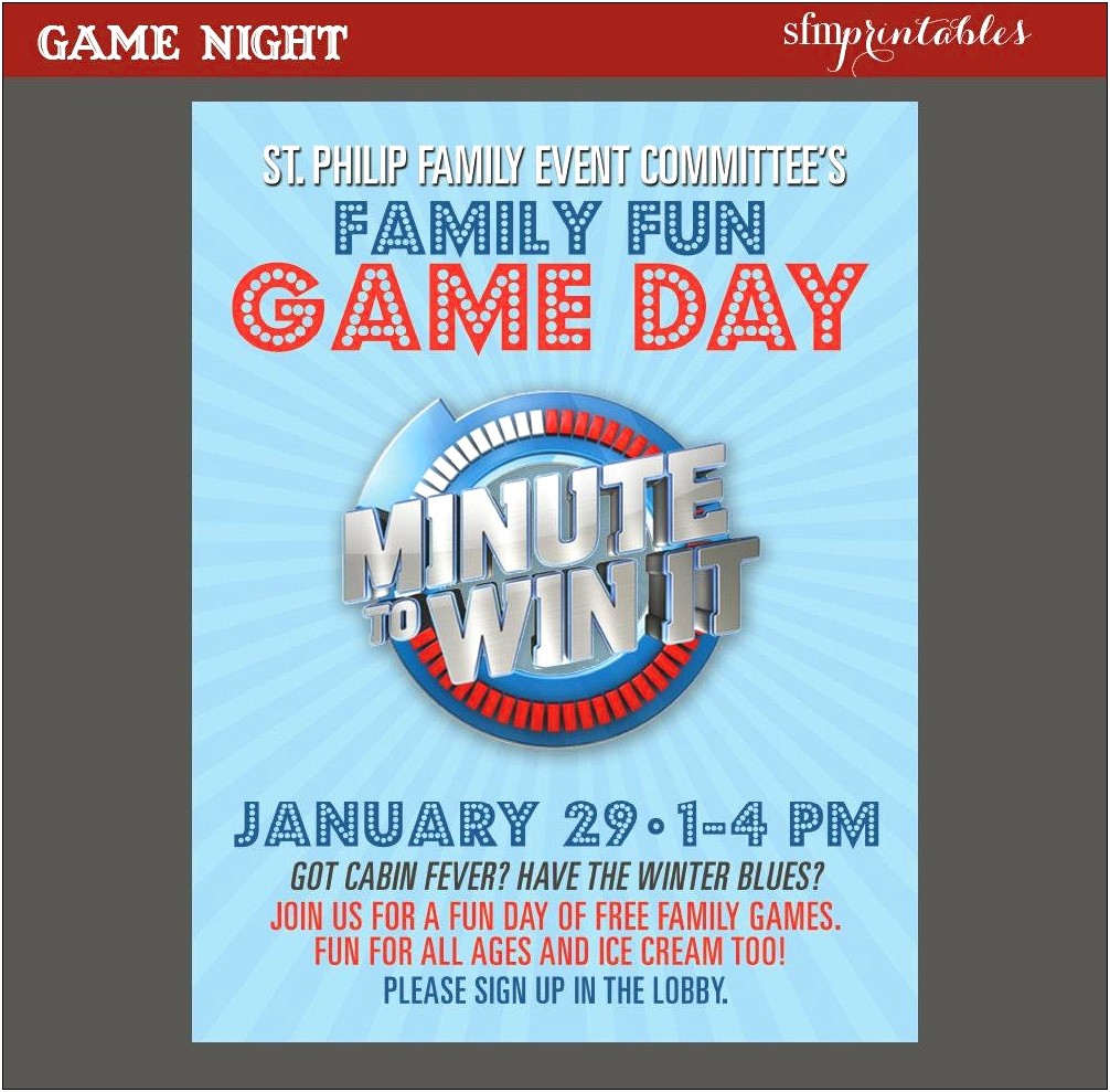 Minute To Win It Invitation Free Template