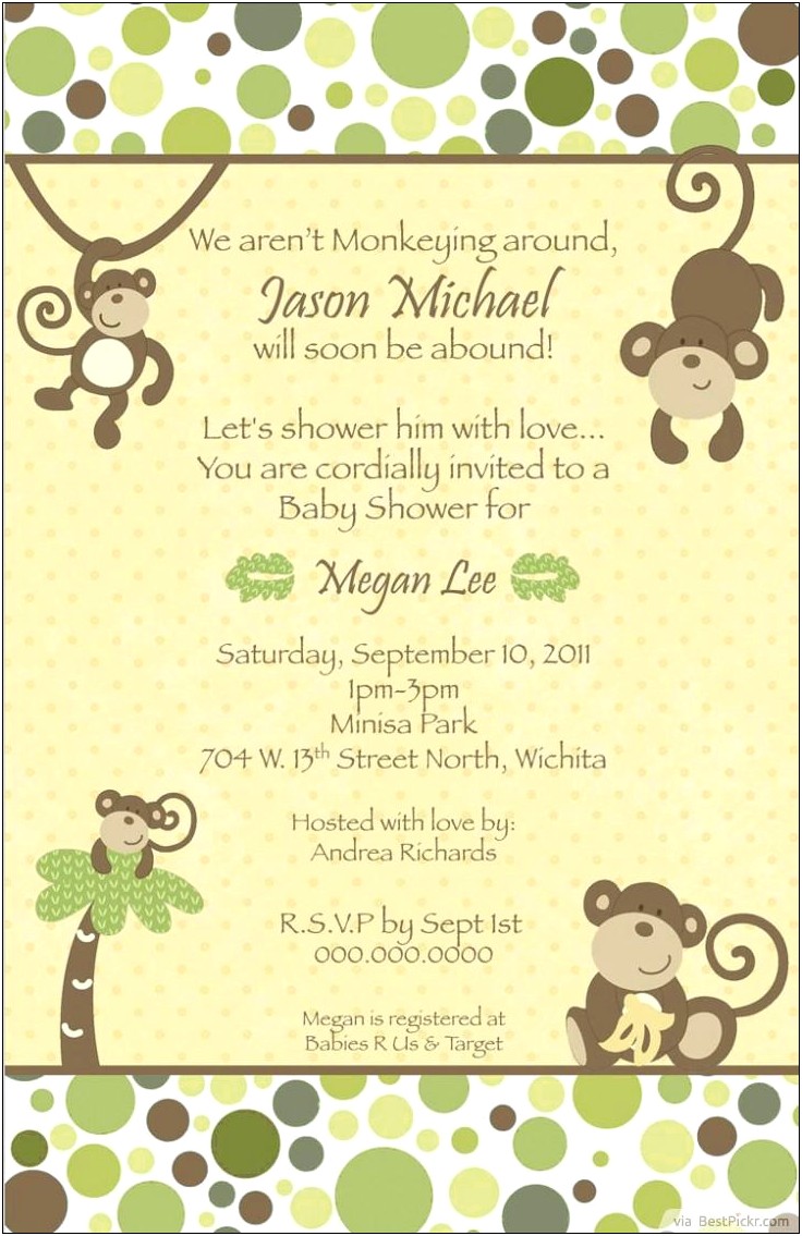 Monkey Baby Shower Invitations Templates Free