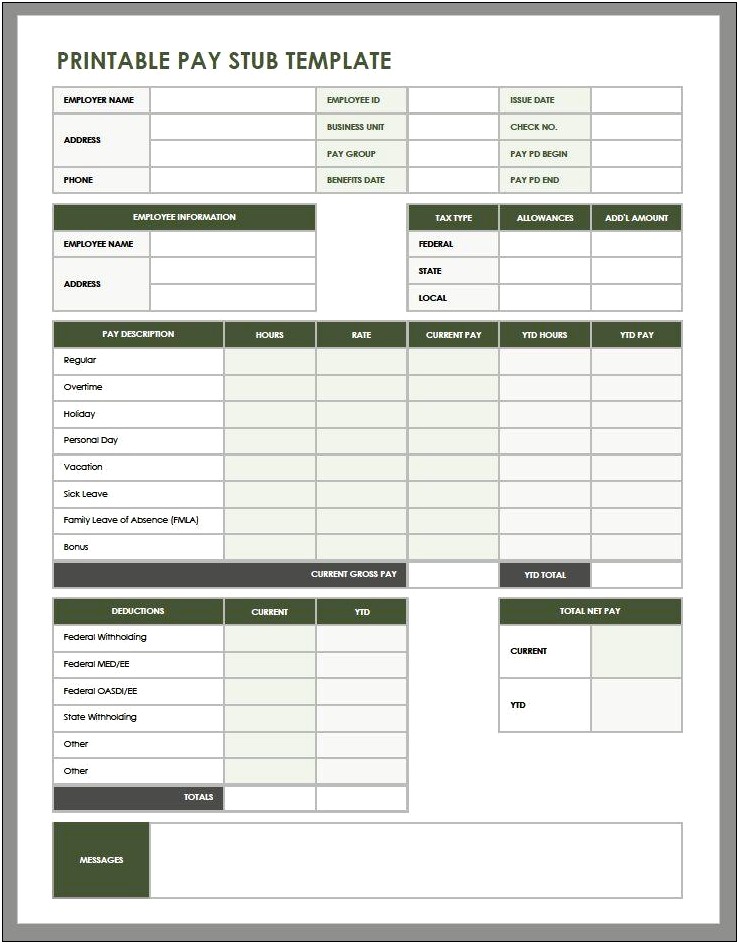 Monthly Payroll Form For Employees Templates Free