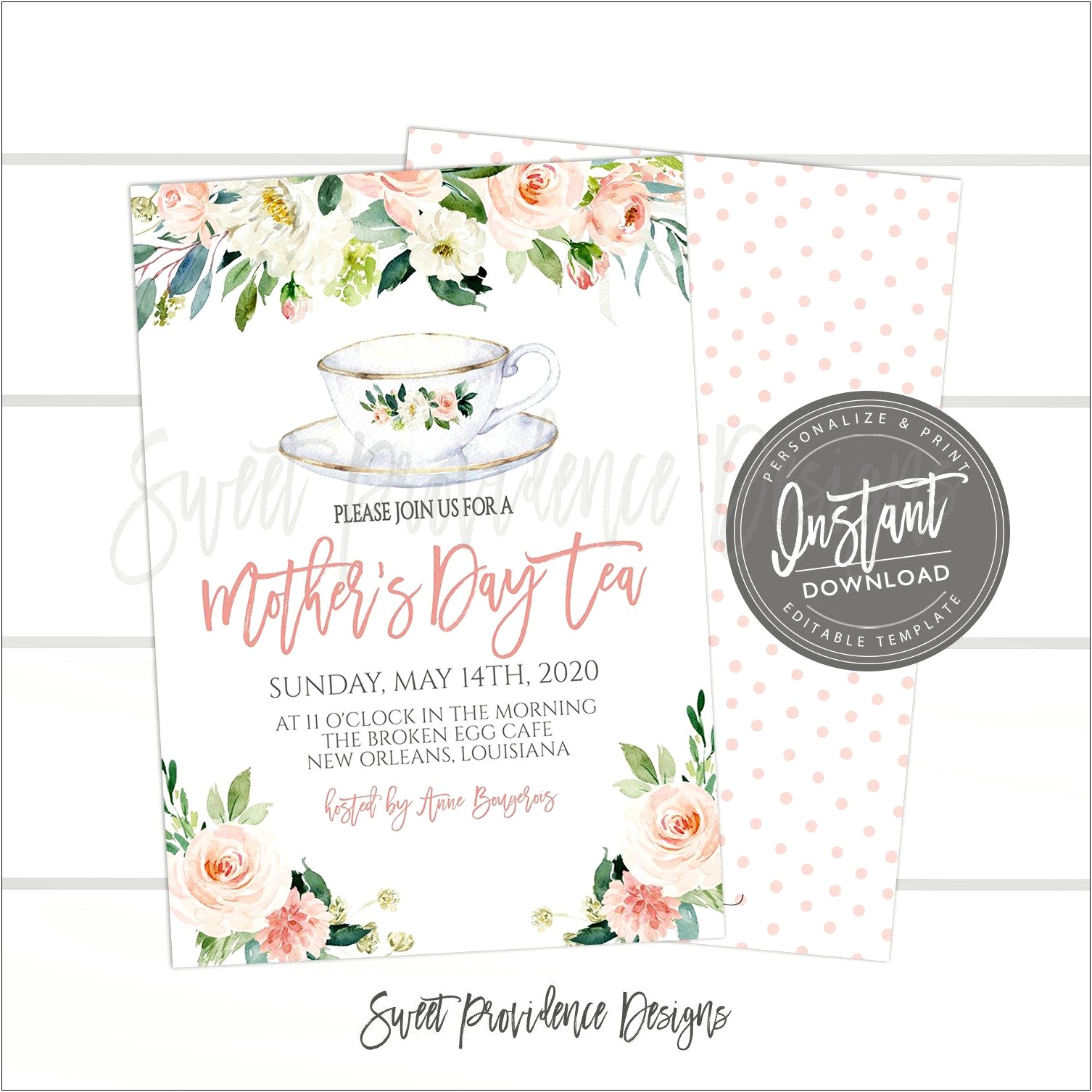 Mother's Day Tea Invitation Template Free