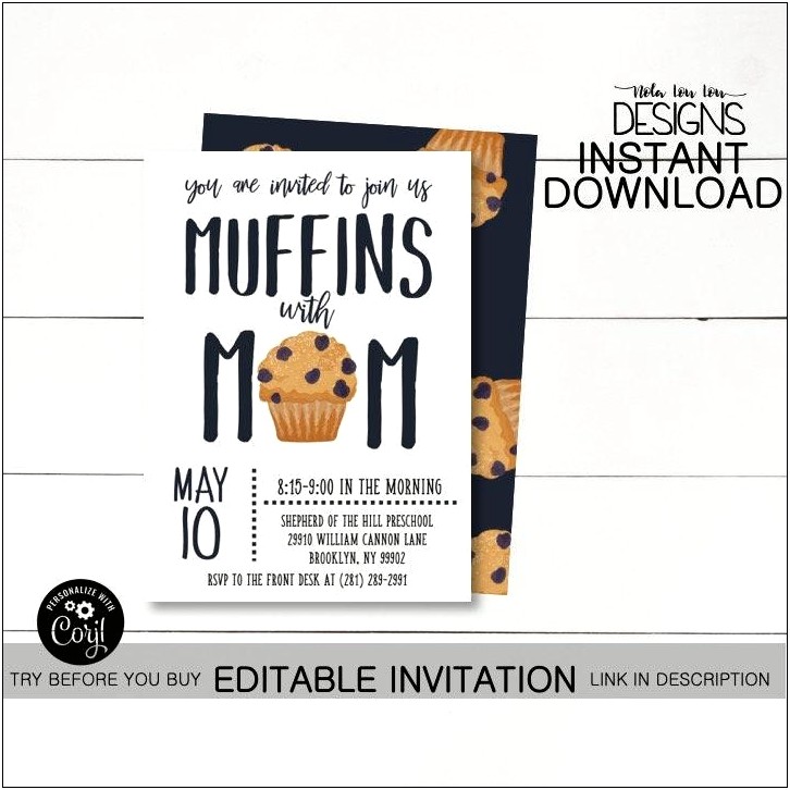 Mother's Day Tea Preschool Invitation Template Free