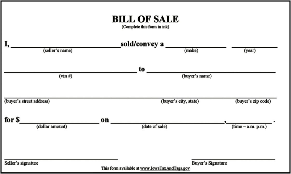 Nevada Vehicle Bill Of Sale Free Template