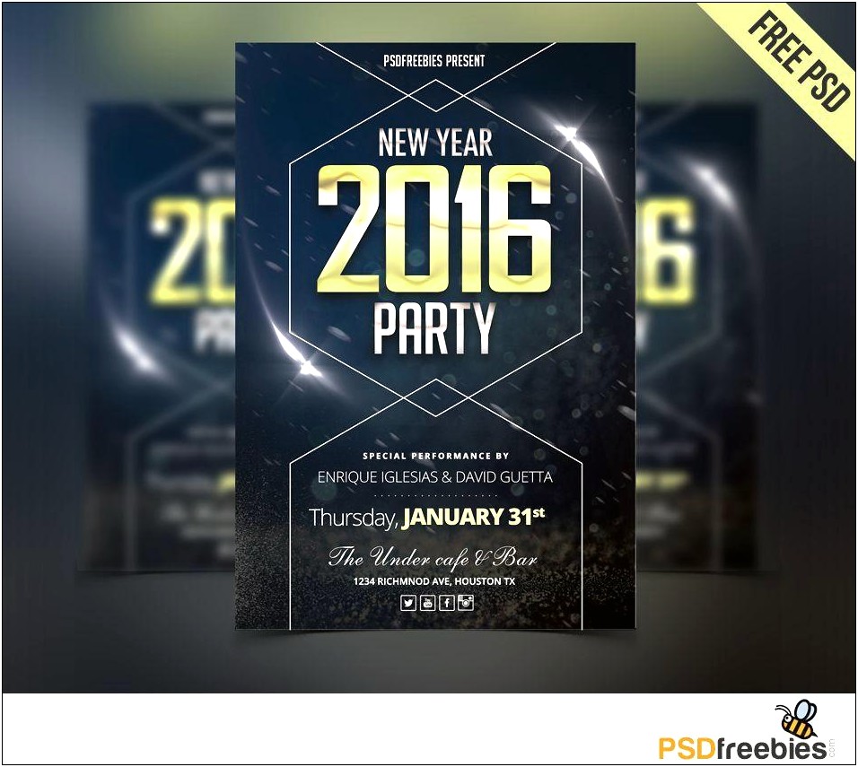 New Year Party Flyer Template Psd Free