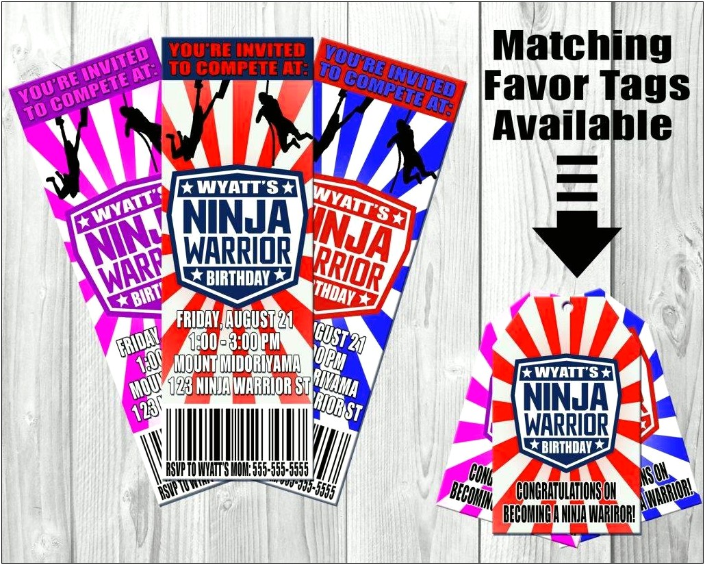 Ninja Warrior Birthday Party Invitation Template Free