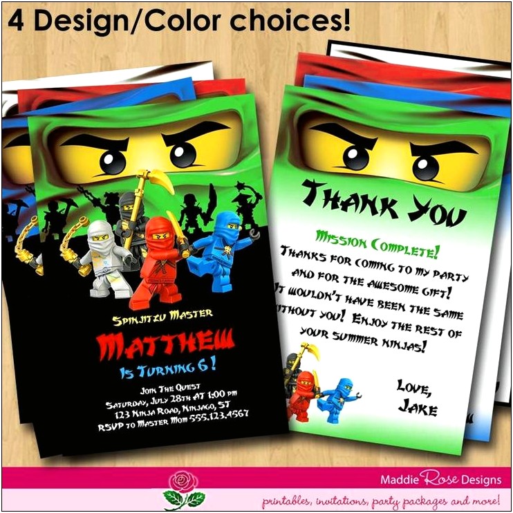 Ninjago Birthday Party Invitation Template Free