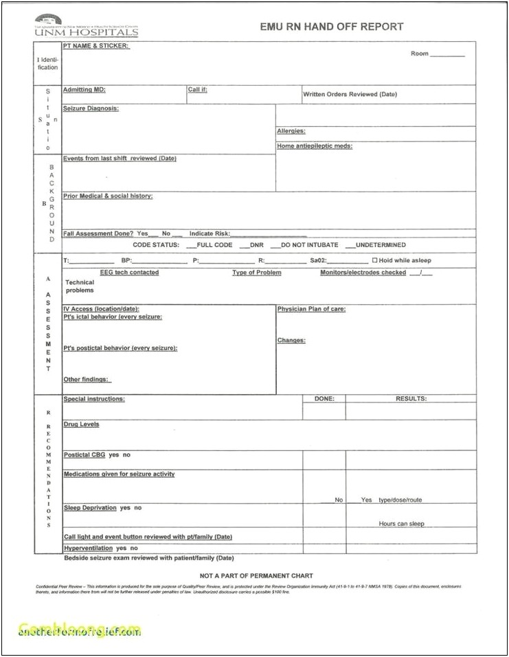 Nursing Handoff Report Template Inspirational Free Templates 2018