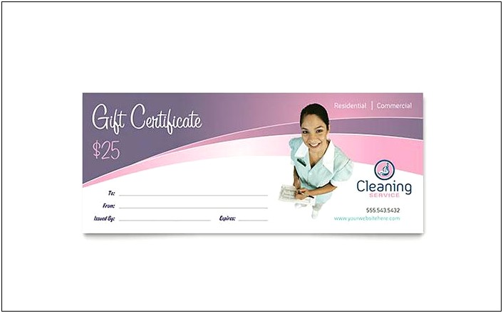 One Free House Cleaning Gift Certificate Template