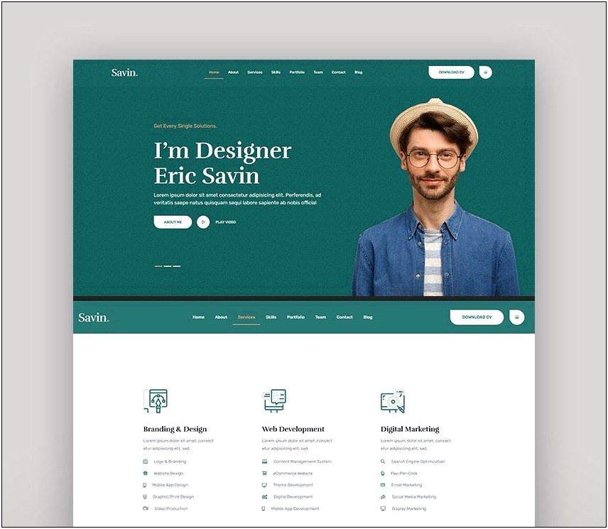 One Page Portfolio Template Html5 Free