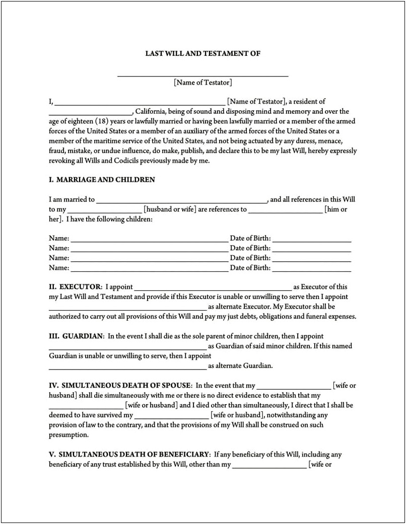 Pandoc Last Will And Testament Pennsylvania Template Free