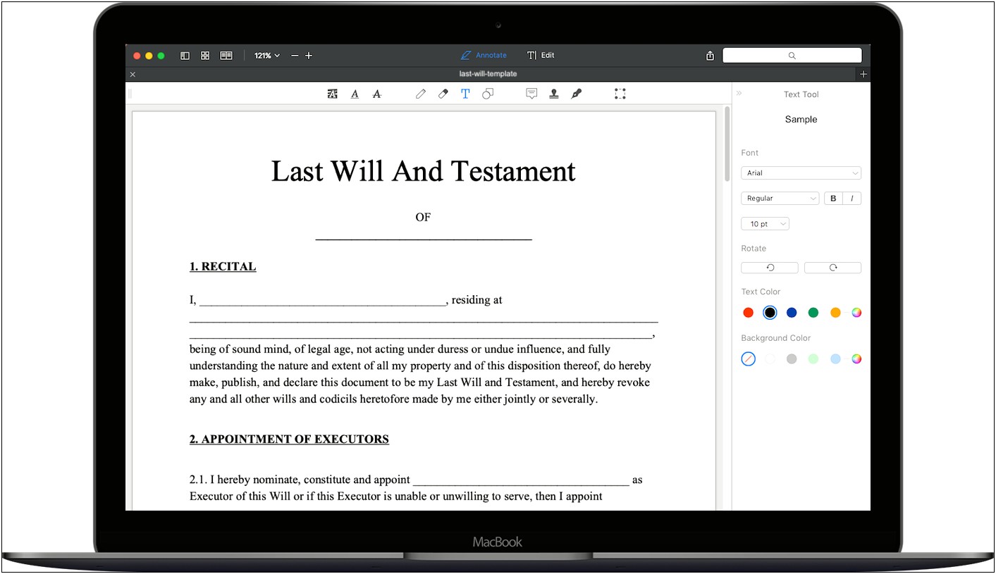 Pennsylvania Last Will And Testament Free Template