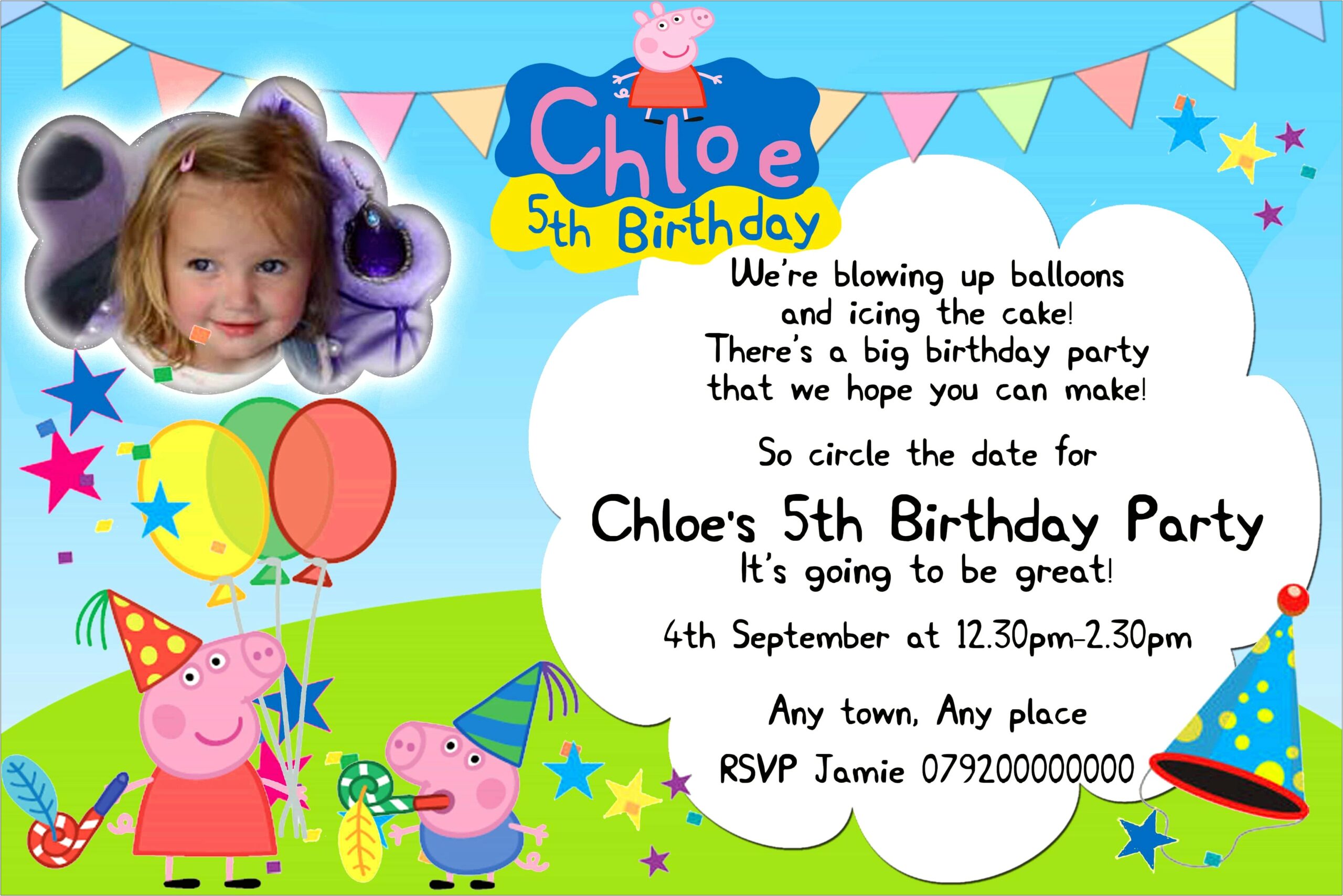 Peppa Pig Birthday Party Invitation Template Free