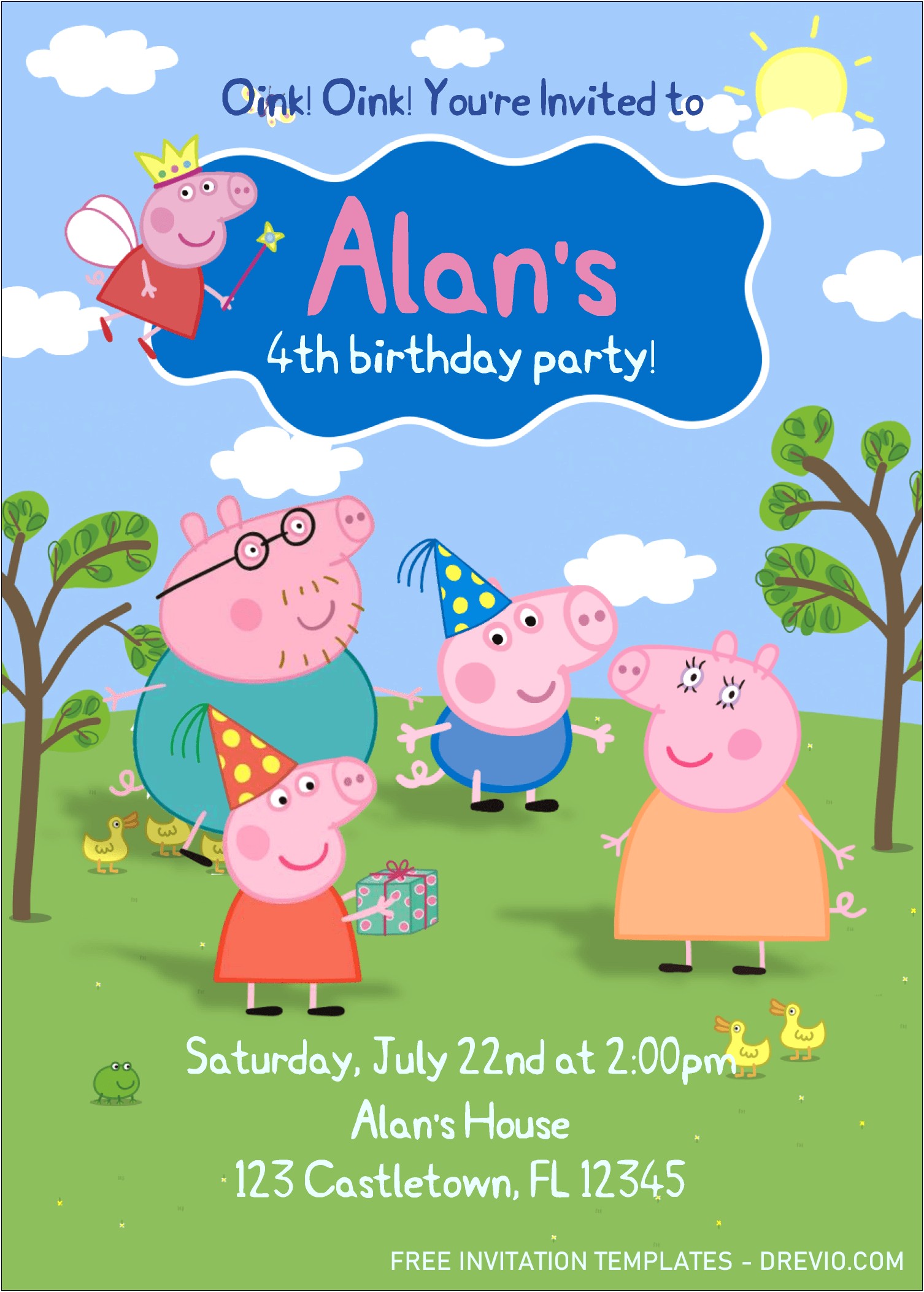Peppa Pig Party Invitations Template Free