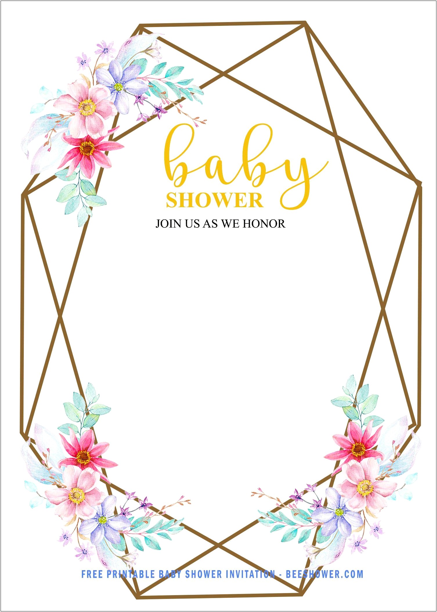 Pink And Grey Baby Shower Invitation Template Free