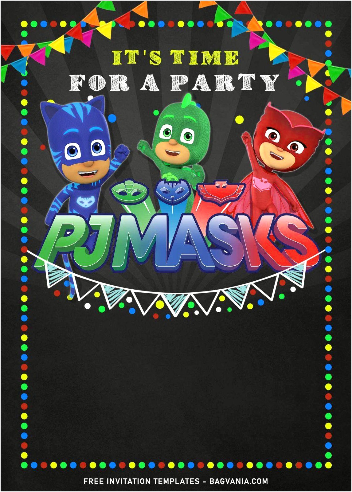 Pj Masks Birthday Invitation Template Free