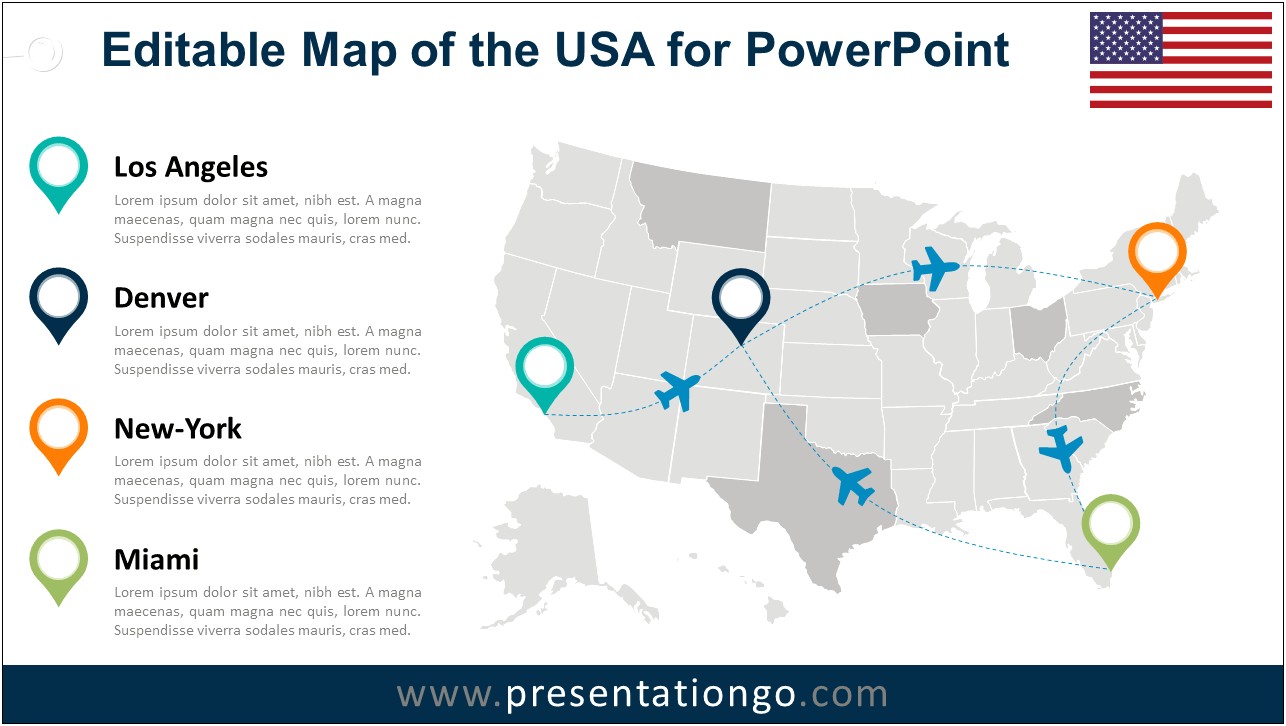 Powerpoint Free Template Us Map With States