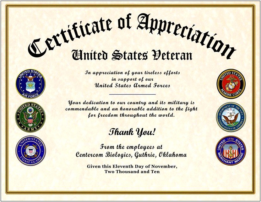 Powerpoint Veterans Certificate With Eagle Templates Free Download