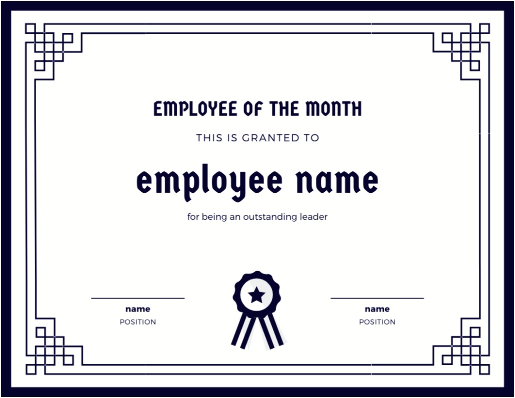 Printable Employee Of The Month Certificate Template Free Templates