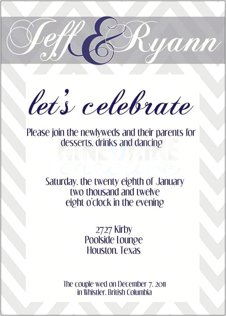 Private Ceremony Wedding Invitation Wording Samples