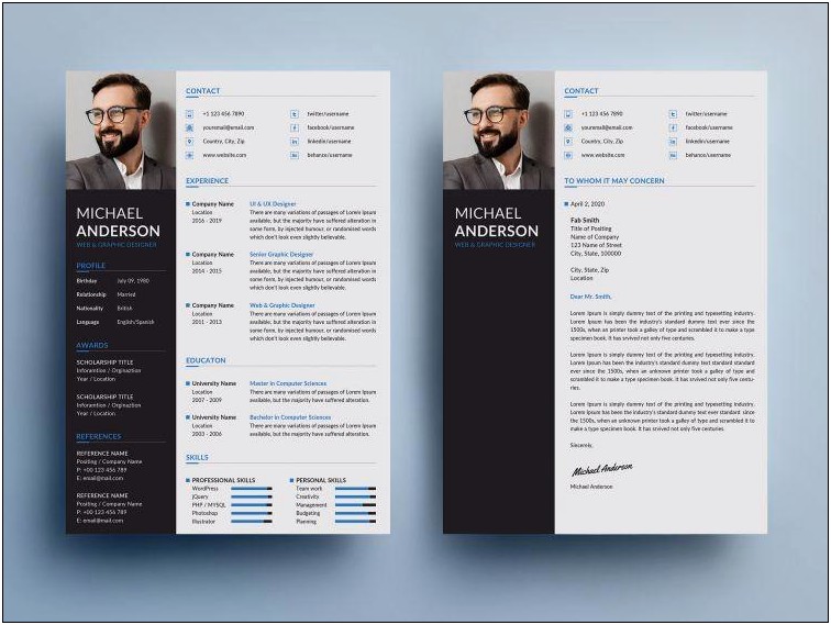 Professional Cv Template Psd Free Download