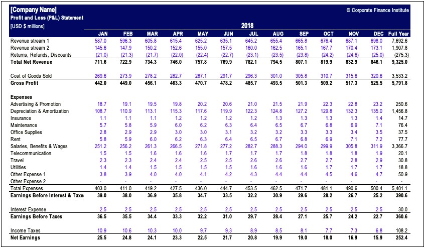 Profit And Loss Template Excel 2013 Free