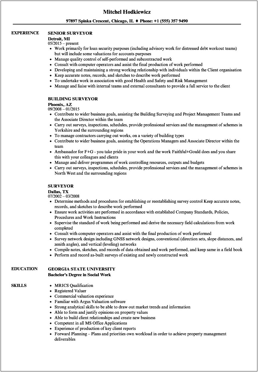 Quantity Surveyor Cv Template Free Download