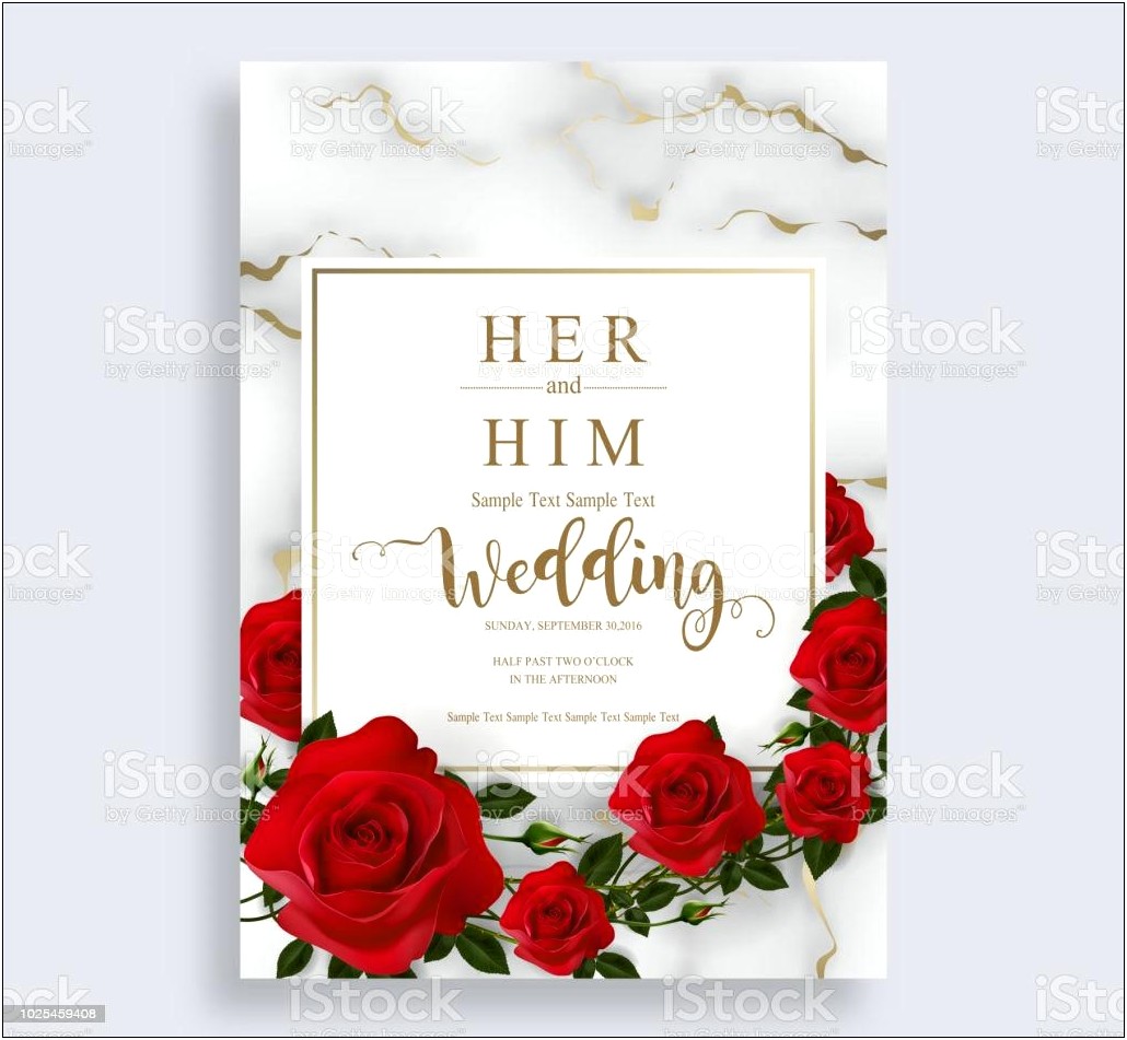 Red Rose Wedding Invitation Card Design