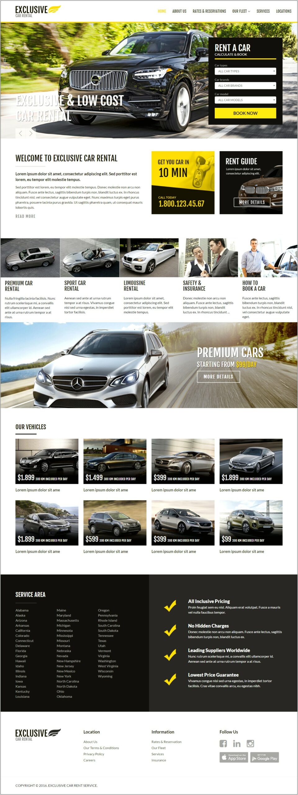 Rent A Car Bootstrap Template Free