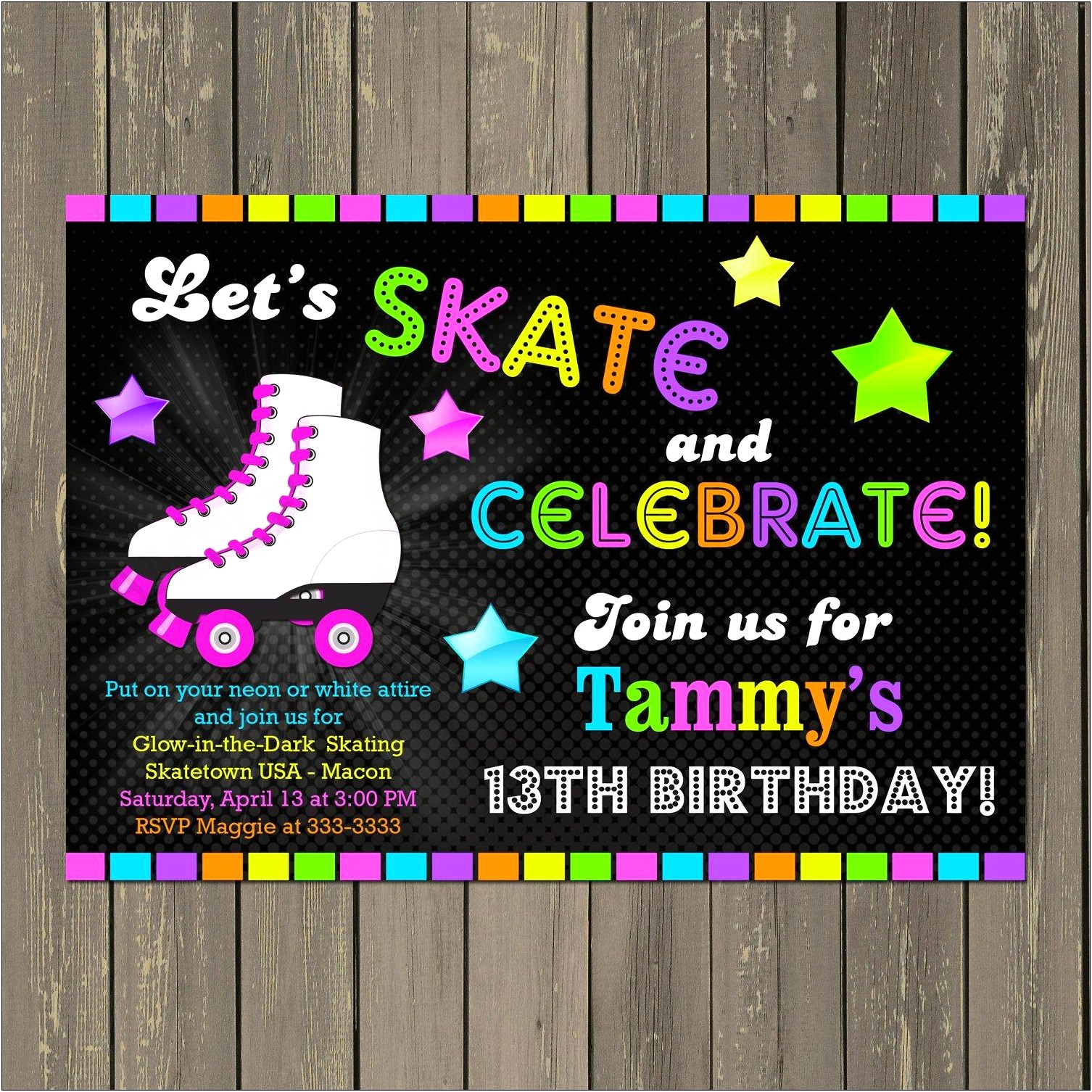 Roller Skating Party Invitation Template Free