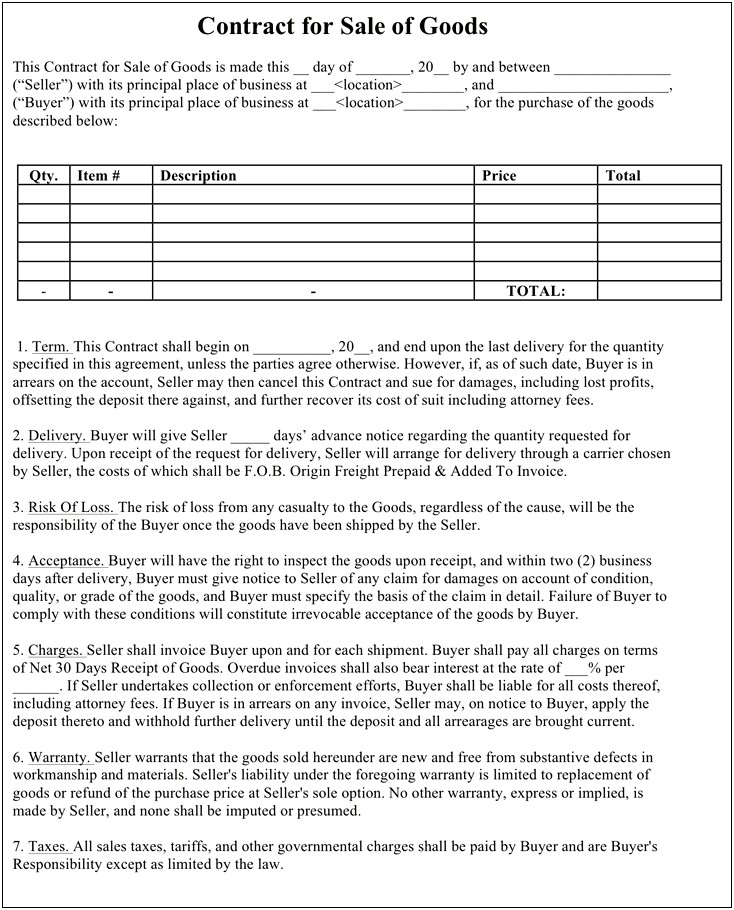 Sale Of Business Agreement Template Free Download