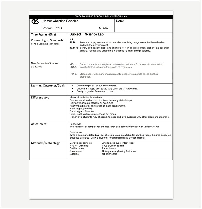 Science Daily Lesson Plan Template Excel Free