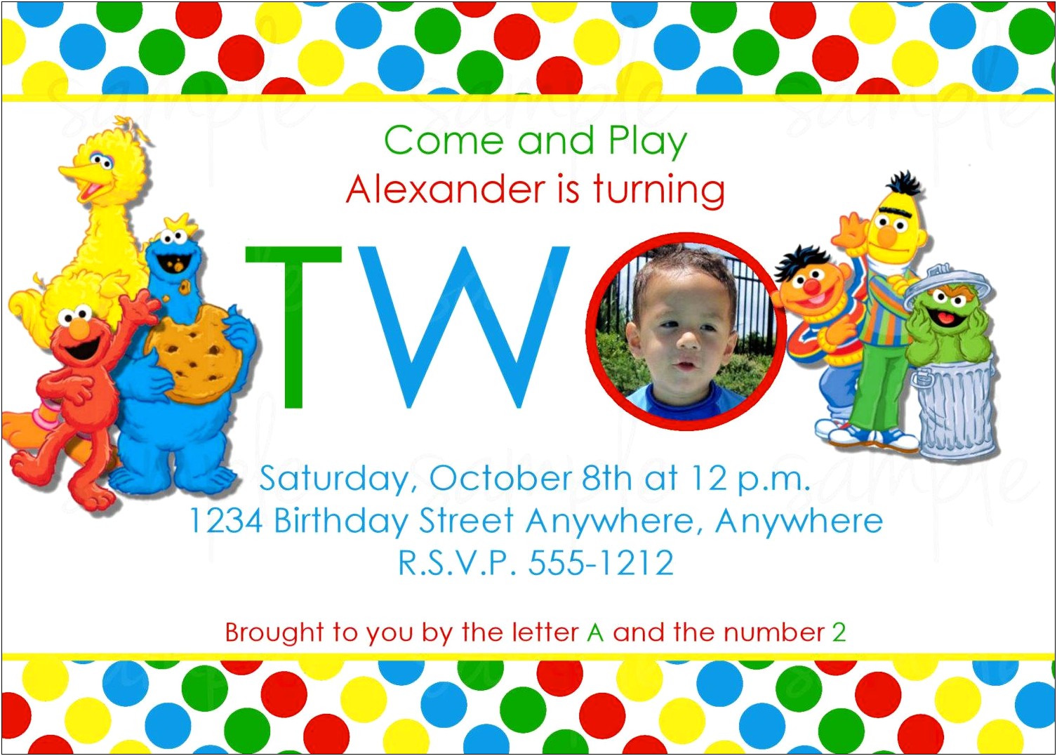 Sesame Street 1st Birthday Invitation Free Template