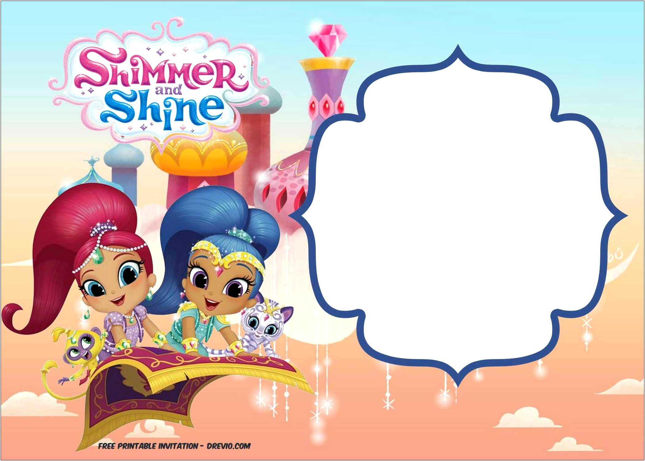 Shimmer And Shine Birthday Invitations Template Free