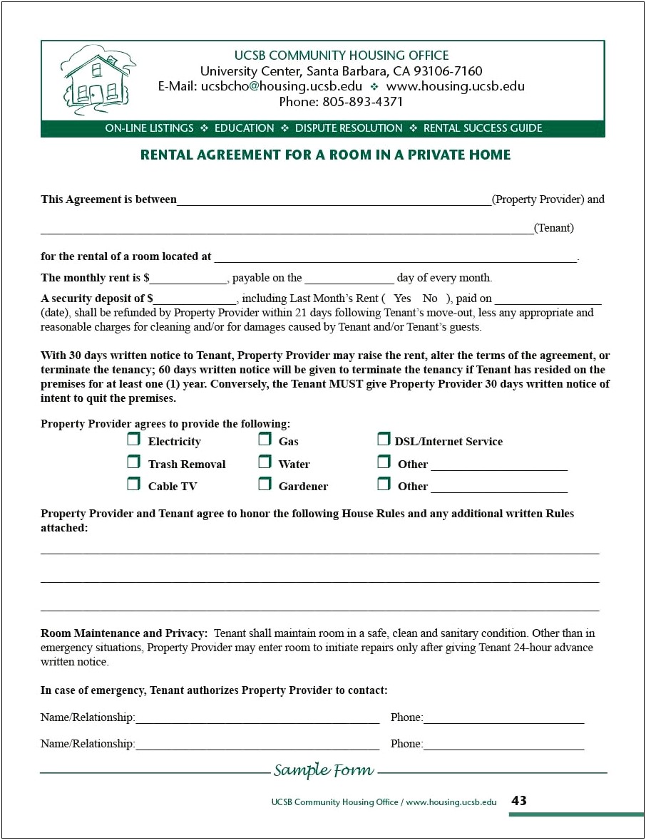 Simple Short Term Rental Agreement Free Template