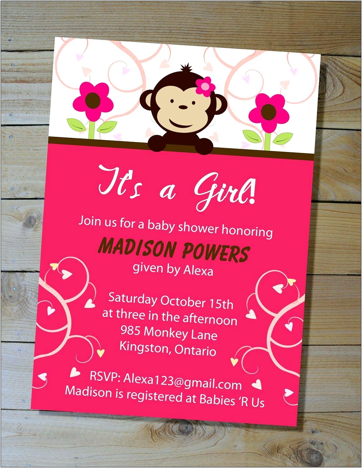 Sock Monkey Baby Shower Invitation Template Free