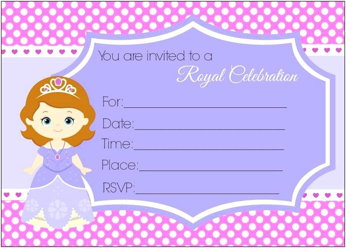 Sofia The First Birthday Invitation Card Template Free