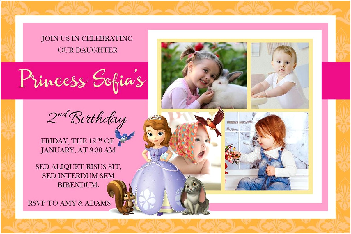 Sofia The First Birthday Invitation Template Free