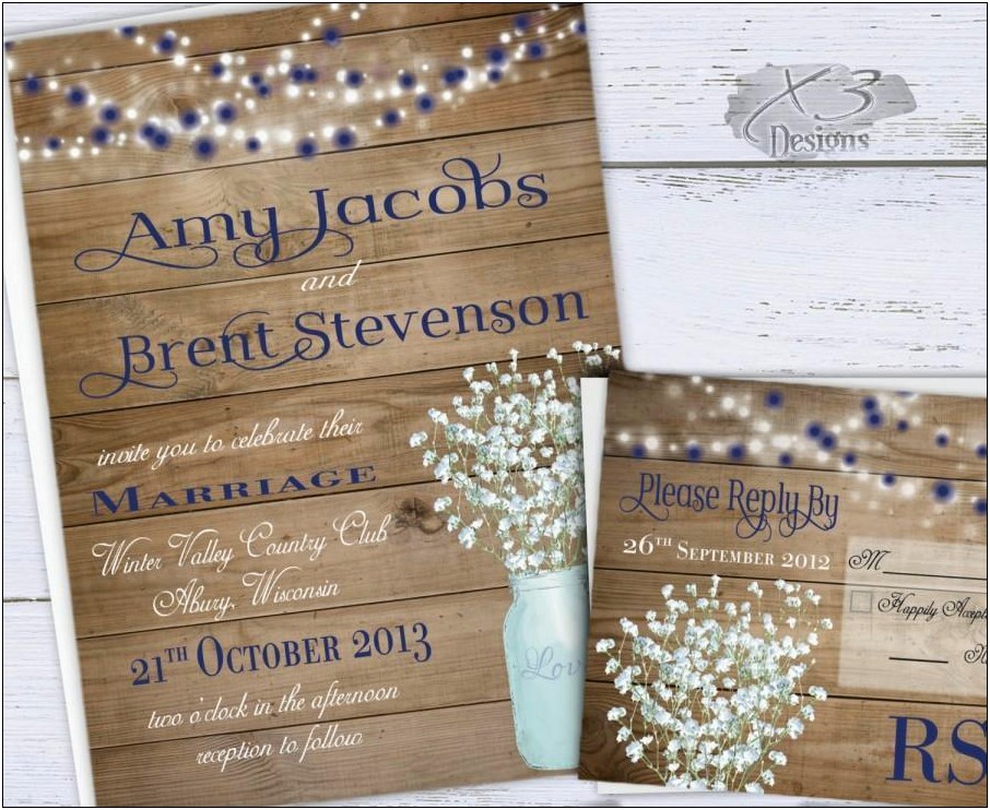 String Of Lights Rustic Wedding Invitation