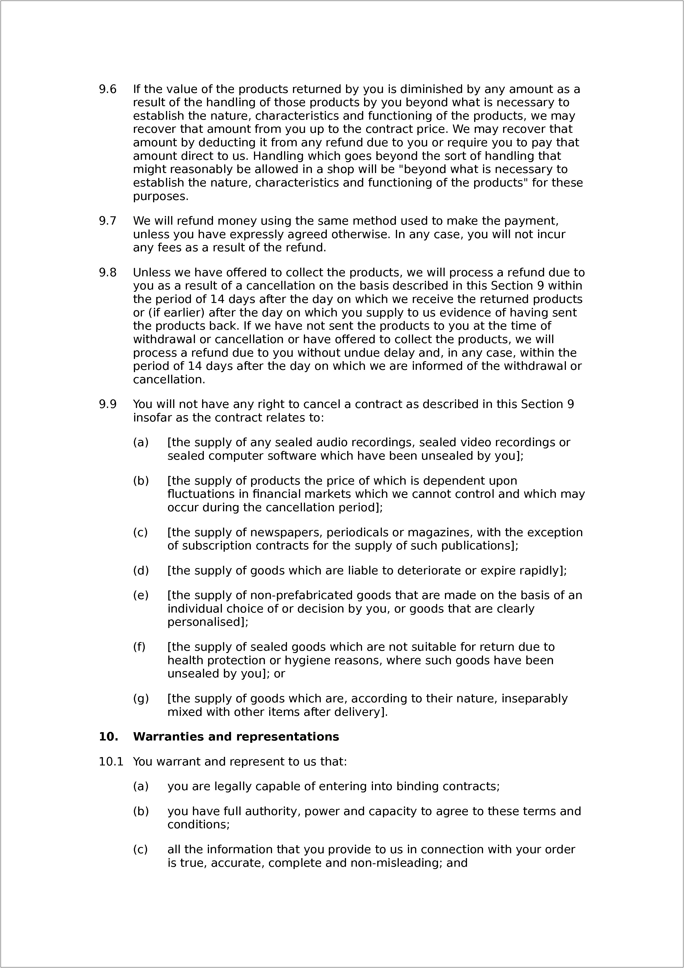 Terms And Conditions Of Sale Template Free Download