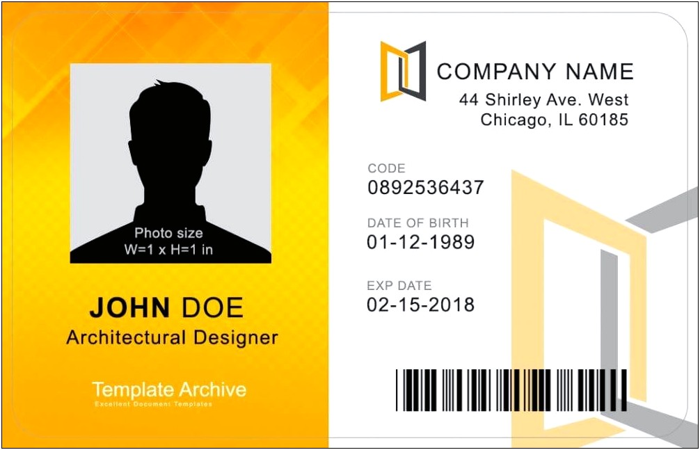 Vertical Id Card Template Word Free