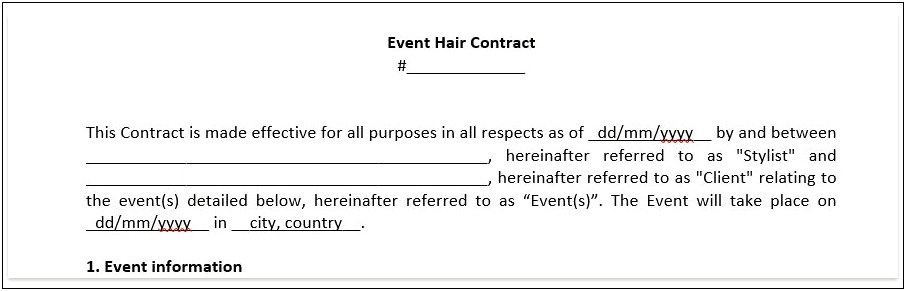 Wedding Hair And Makeup Contract Template Free