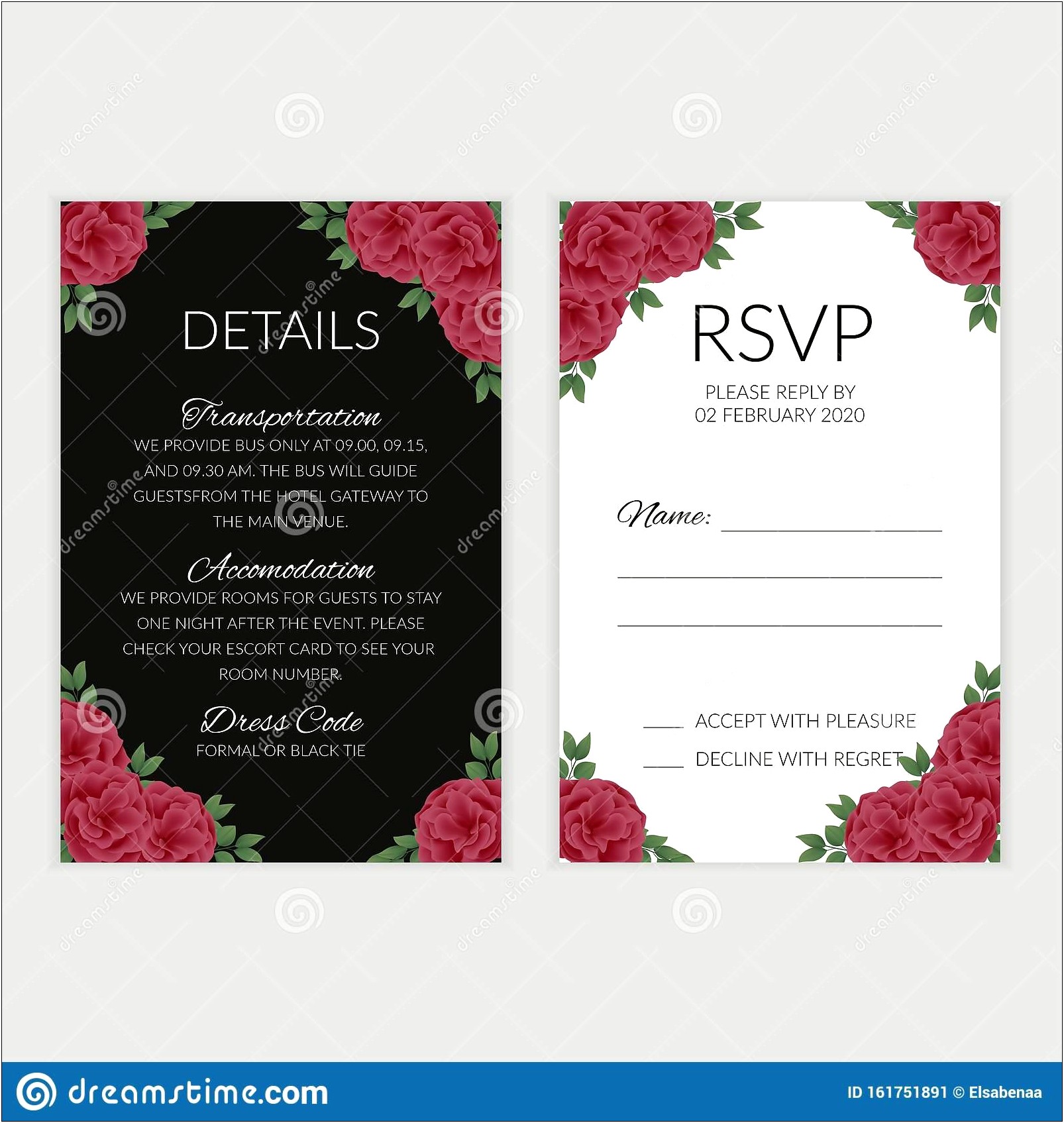Wedding Hotel Information Card Template Free