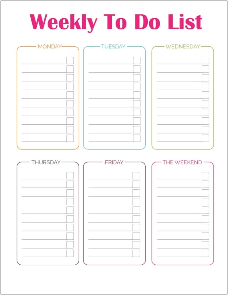 Weekly To Do List Template Free