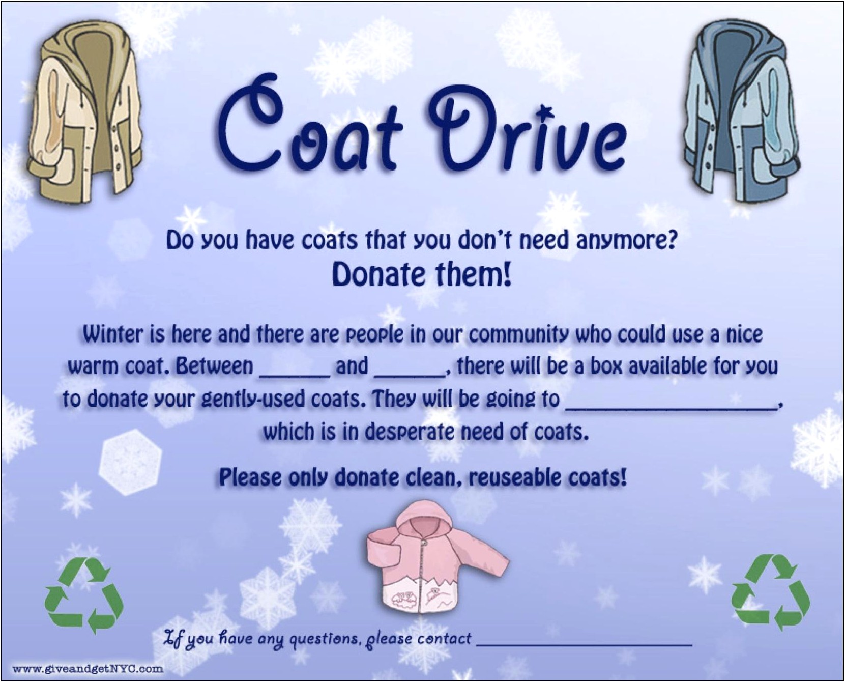 Winter Coat Drive Flyer Template Free