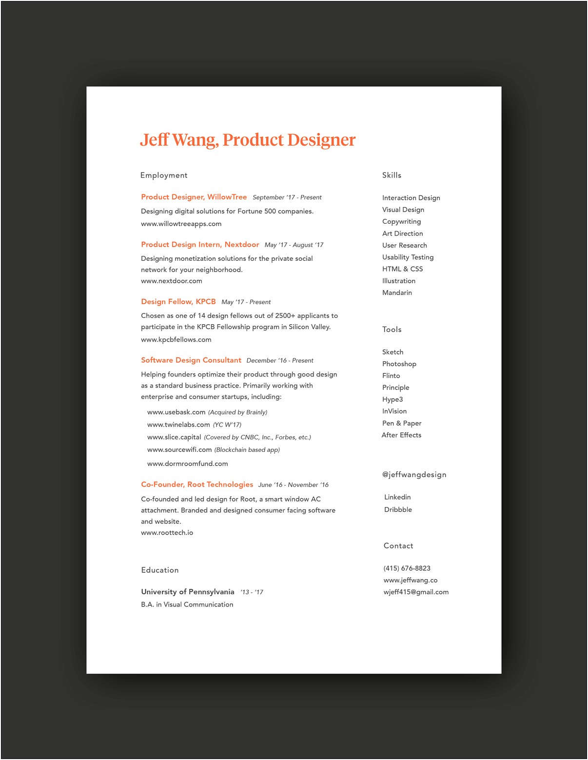 1 Year Experience Web Designer Resume